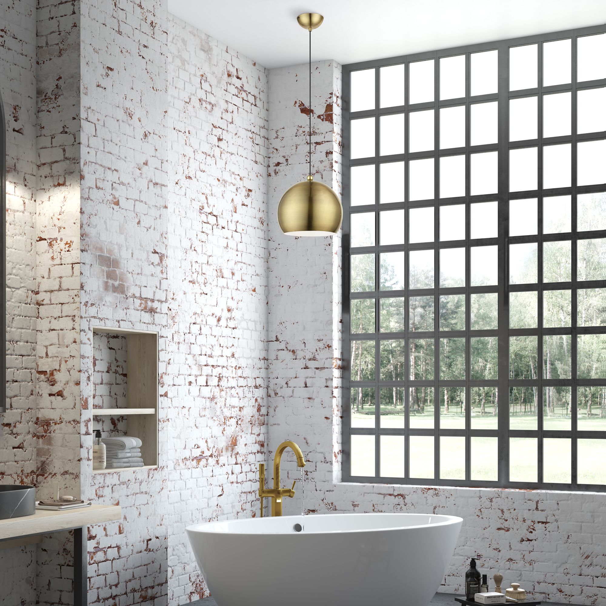 Stockton 1 Light Antique Brass with Polished Brass Accents Globe Pendant