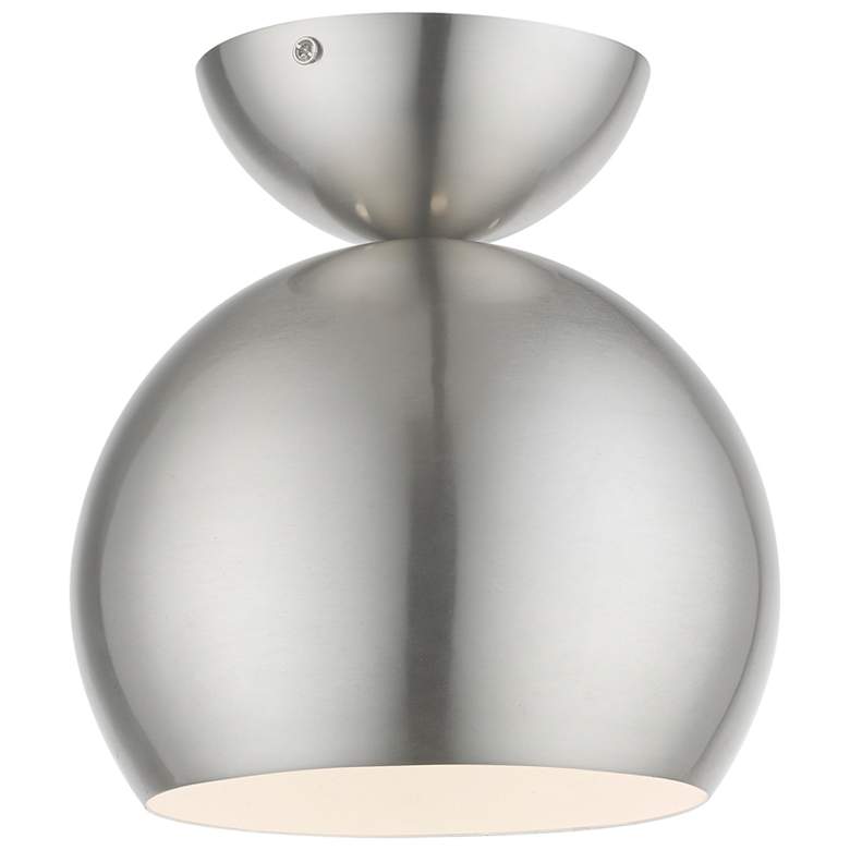 Image 1 Stockton 1 Light Brushed Nickel Globe Semi-Flush