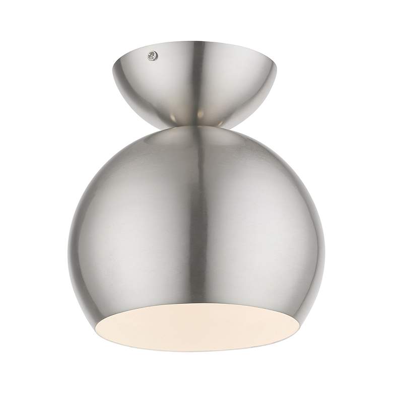 Image 4 Stockton 1 Light Brushed Nickel Globe Semi-Flush more views