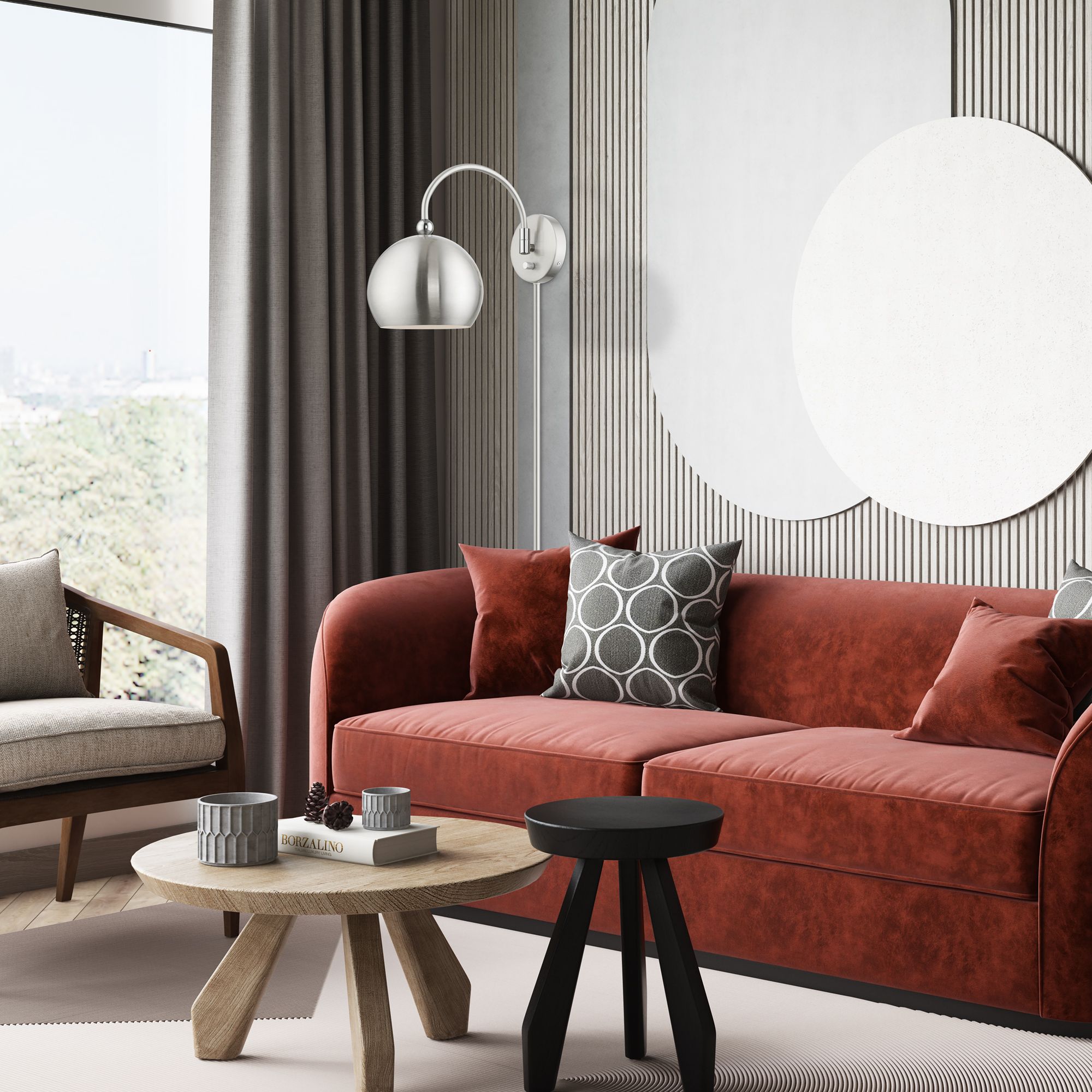 Stockton 1 Light Brushed Nickel Swing Arm Wall Lamp