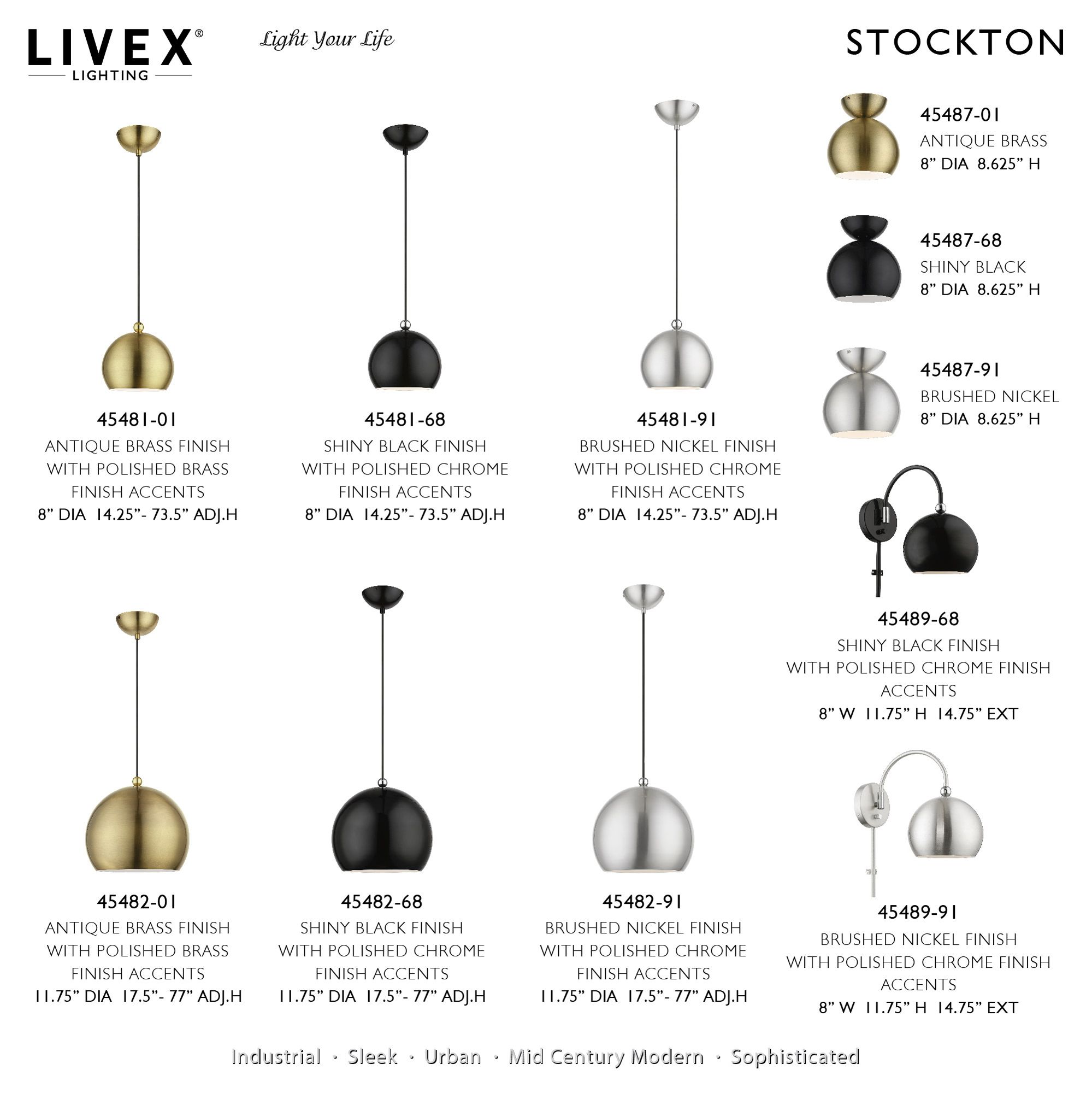 Stockton 1 Light Brushed Nickel Swing Arm Wall Lamp