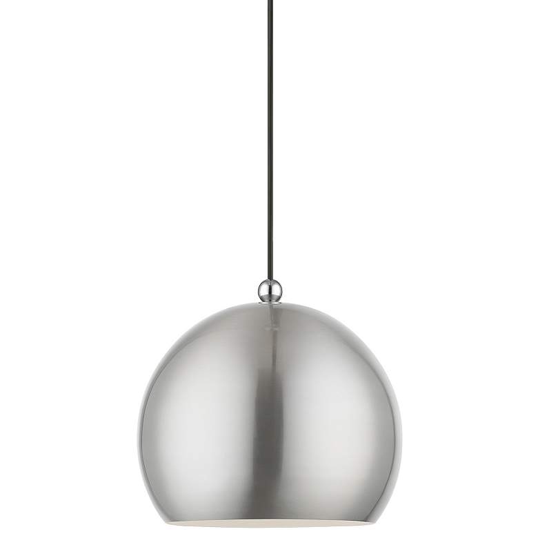 Image 1 Stockton 1 Light Brushed Nickel with Polished Chrome Accents Globe Pendant