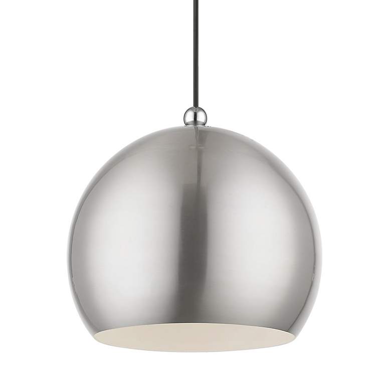 Image 5 Stockton 1 Light Brushed Nickel with Polished Chrome Accents Globe Pendant more views