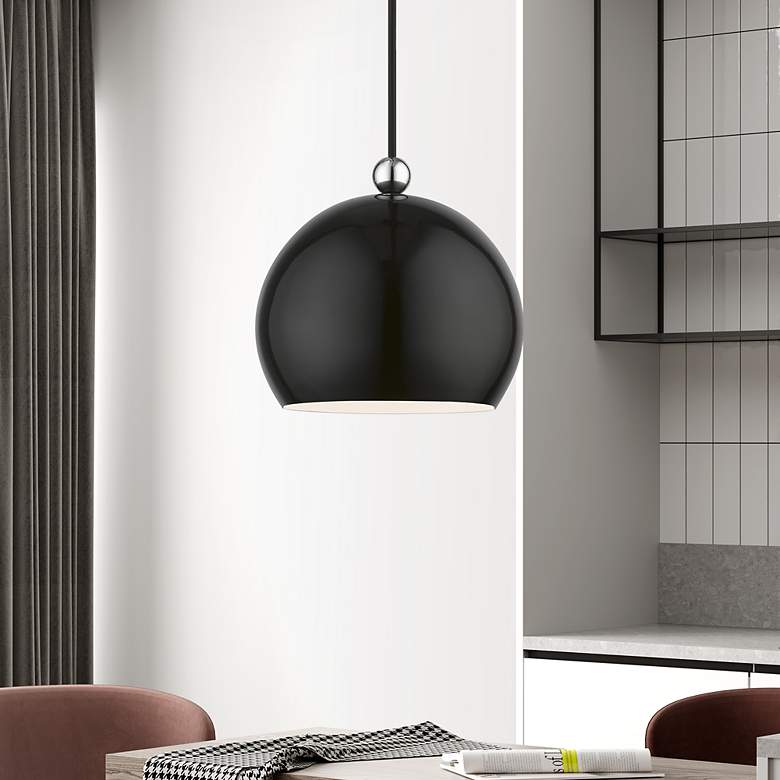 Image 1 Stockton 1 Light Shiny Black Globe Mini Pendant