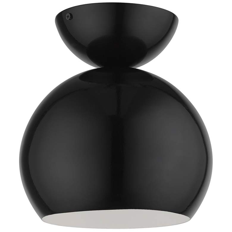 Image 1 Stockton 1 Light Shiny Black Globe Semi-Flush