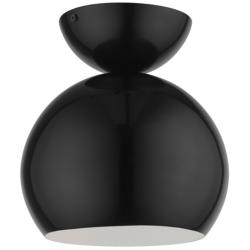 Stockton 1 Light Shiny Black Globe Semi-Flush