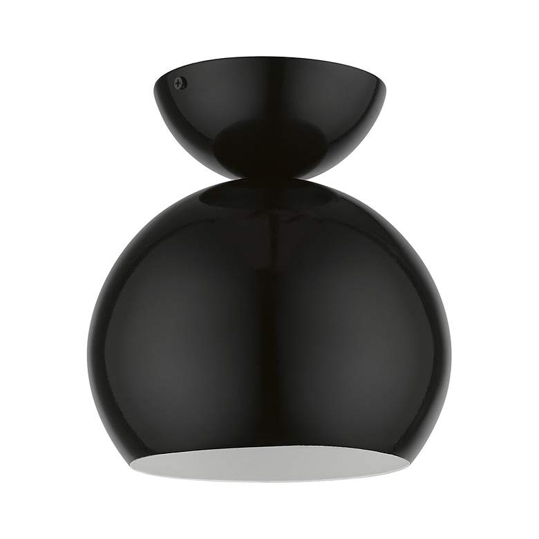 Image 3 Stockton 1 Light Shiny Black Globe Semi-Flush more views