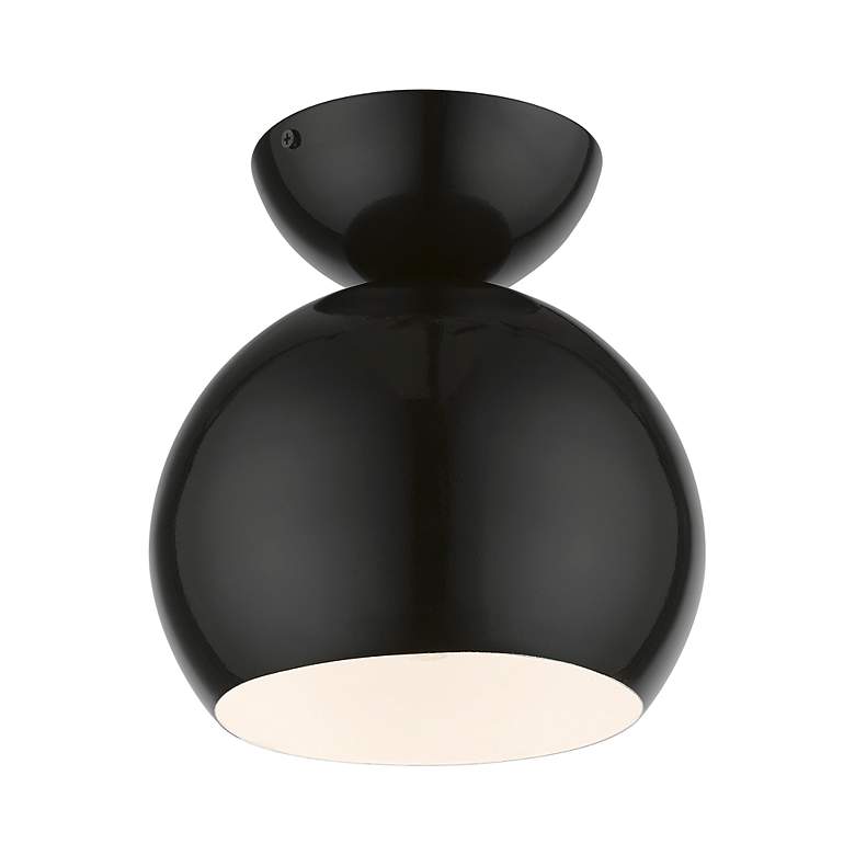 Image 4 Stockton 1 Light Shiny Black Globe Semi-Flush more views