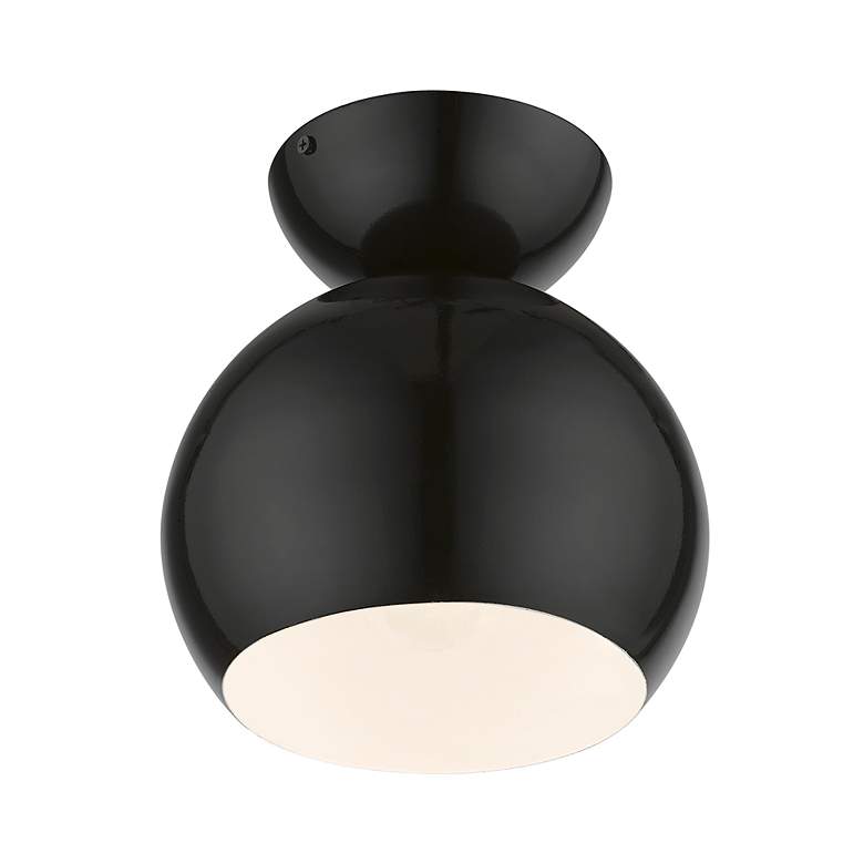 Image 5 Stockton 1 Light Shiny Black Globe Semi-Flush more views