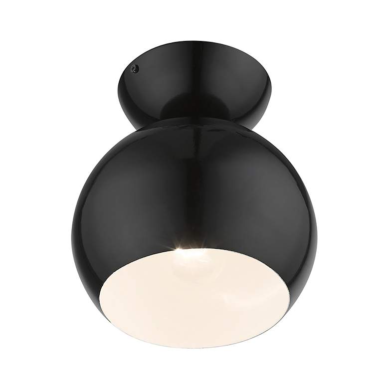 Image 6 Stockton 1 Light Shiny Black Globe Semi-Flush more views