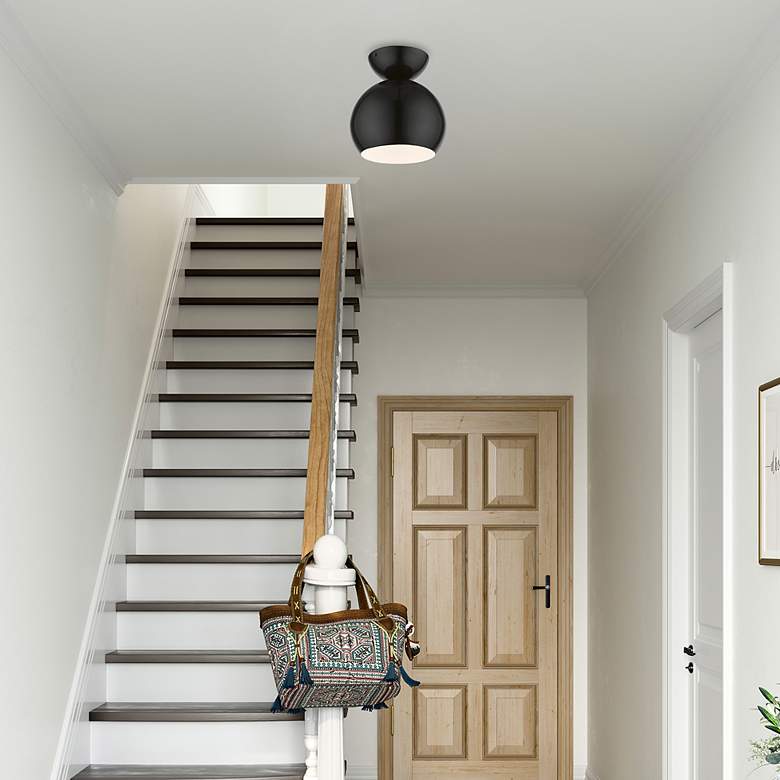 Image 7 Stockton 1 Light Shiny Black Globe Semi-Flush more views