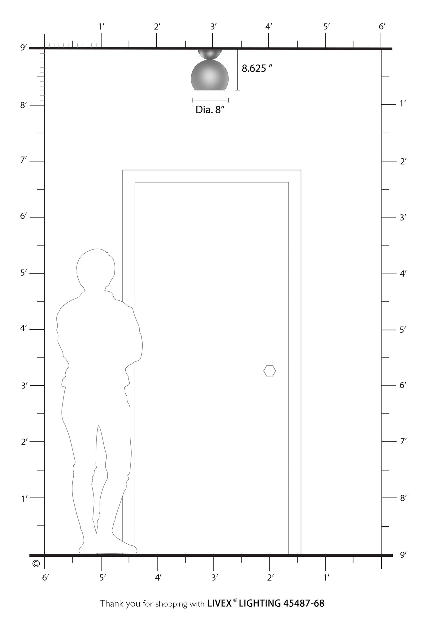 Stockton 1 Light Shiny Black Globe Semi-Flush