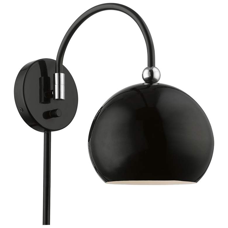 Image 1 Stockton 1 Light Shiny Black Swing Arm Wall Lamp