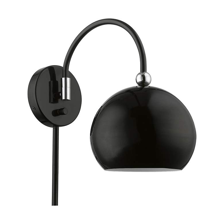 Image 3 Stockton 1 Light Shiny Black Swing Arm Wall Lamp more views