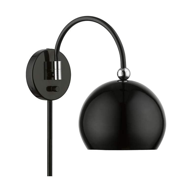 Image 4 Stockton 1 Light Shiny Black Swing Arm Wall Lamp more views