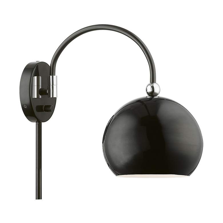 Image 5 Stockton 1 Light Shiny Black Swing Arm Wall Lamp more views