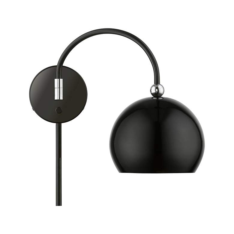 Image 7 Stockton 1 Light Shiny Black Swing Arm Wall Lamp more views