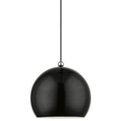 Stockton 1 Light Shiny Black with Polished Chrome Accents Globe Pendant