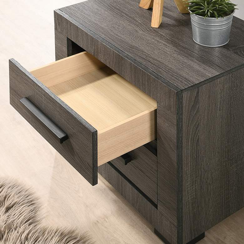 Image 4 Stockton 21 1/2 inch Wide Gray Wood 2-Drawer Nightstand more views