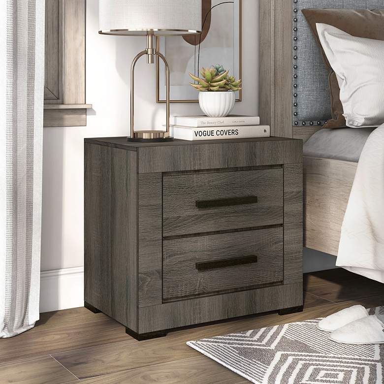Image 6 Stockton 21 1/2 inch Wide Gray Wood 2-Drawer Nightstand more views