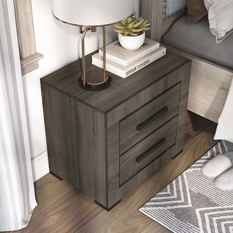 Image 7 Stockton 21 1/2 inch Wide Gray Wood 2-Drawer Nightstand more views
