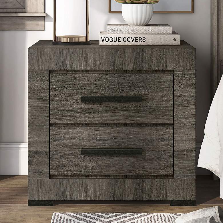 Image 1 Stockton 21 1/2" Wide Gray Wood Finish 2-Drawer Nightstand