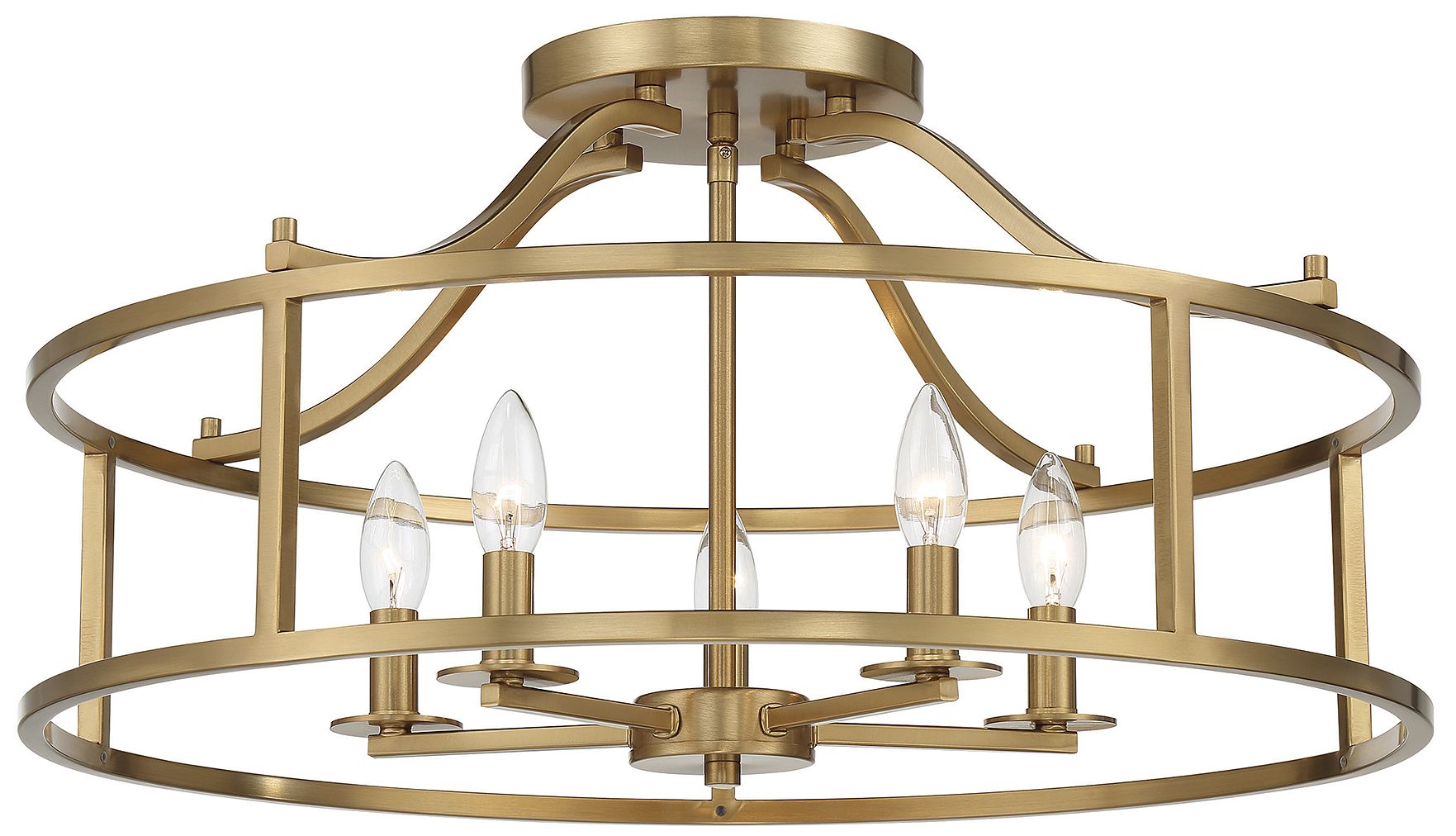 Image 3 Stockton 5-Light Ceiling Light in Warm Brass more views