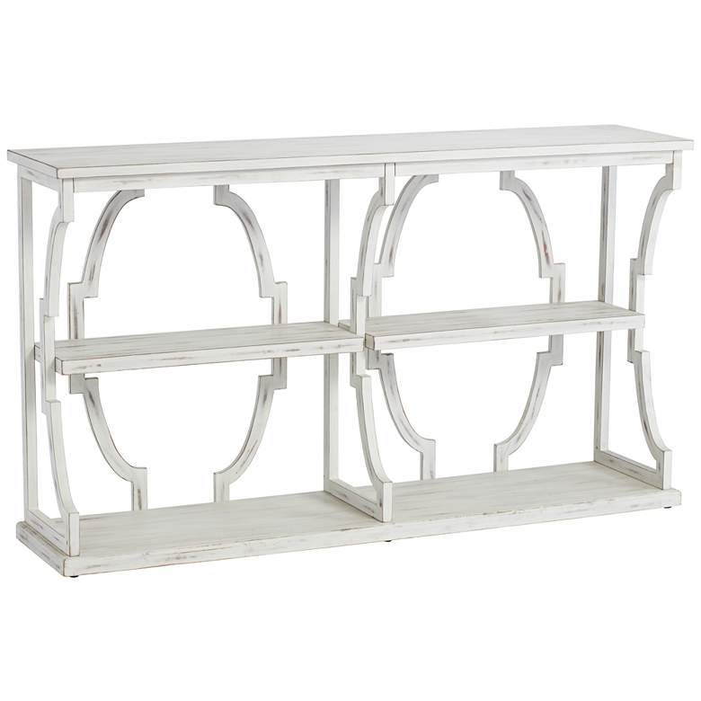 Image 3 Stockton 64 inch Wide Antique White 3-Tier Console Table