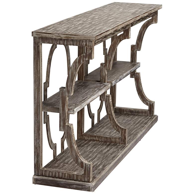 Image 7 Stockton 64" Wide Chestnut 3-Tier Console Table more views