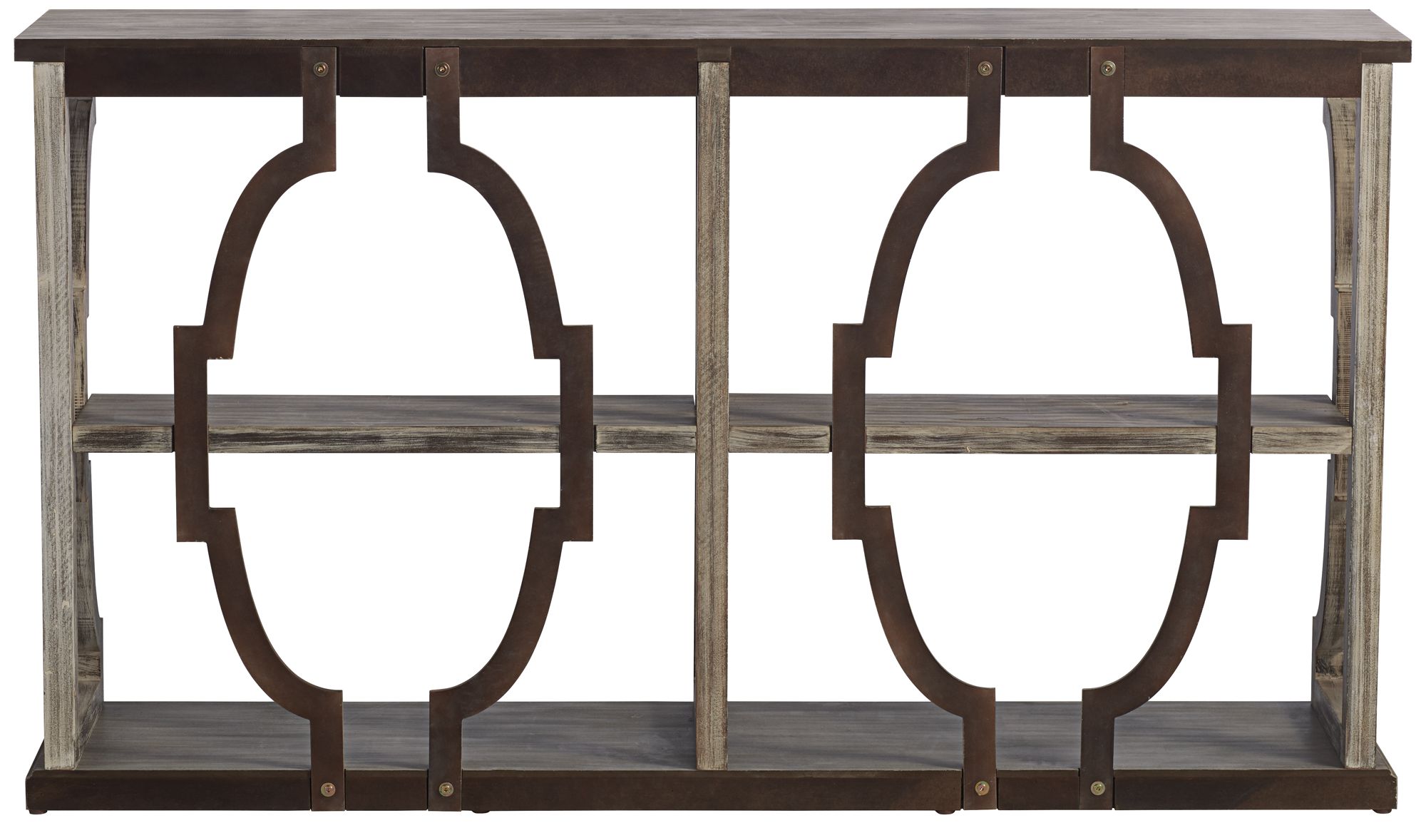 Stockton 64" Wide Chestnut 3-Tier Console Table in scene