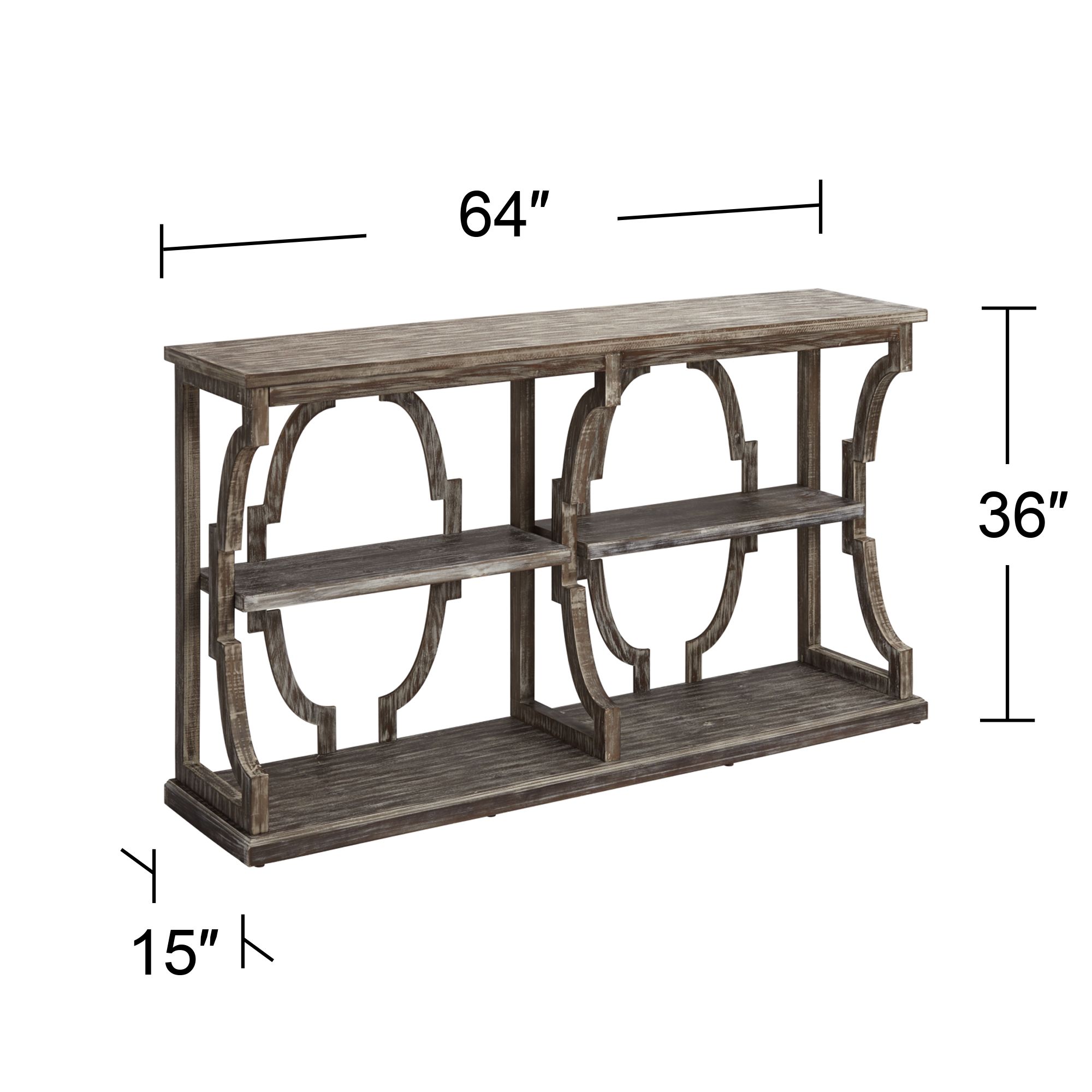 Stockton 64" Wide Chestnut 3-Tier Console Table in scene