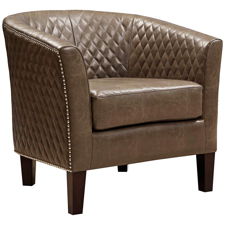 Image 1 Stoddard Mink Diamond-Stitched Faux Leather Club Chair