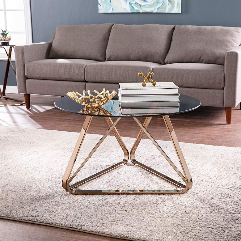 Image 1 Stondon 31 1/4" Wide Champagne Metal Cocktail Table