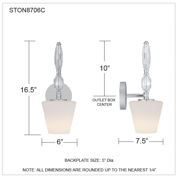 Stone 1-Light Polished Chrome Wall Sconce