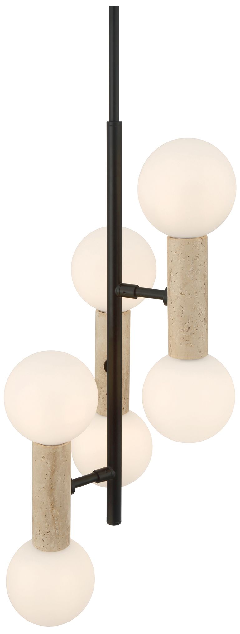 Image 2 Stone 12.5" Wide 6-Light Travertine LED Pendant more views