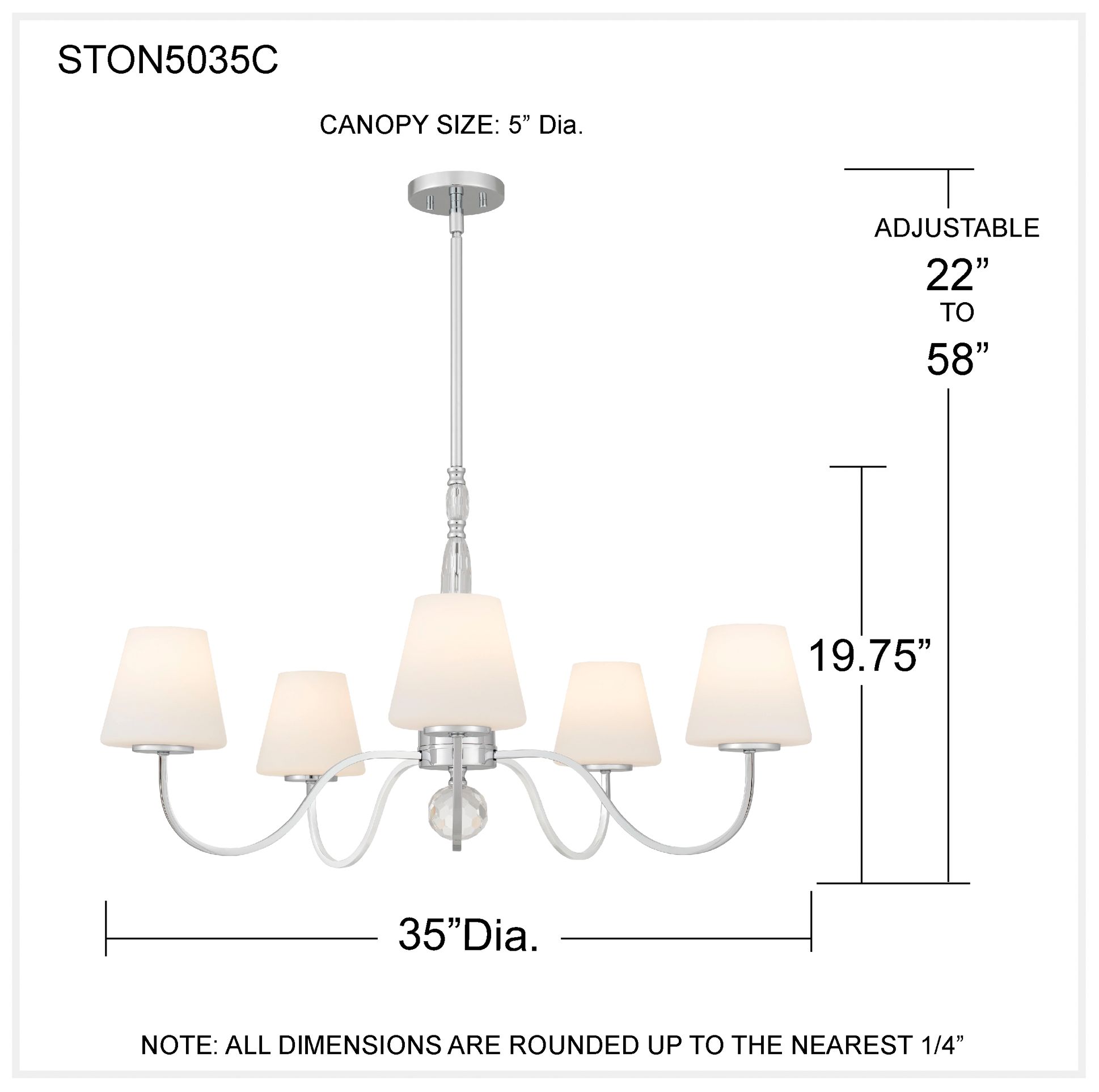 Stone 5-Light Polished Chrome Chandelier