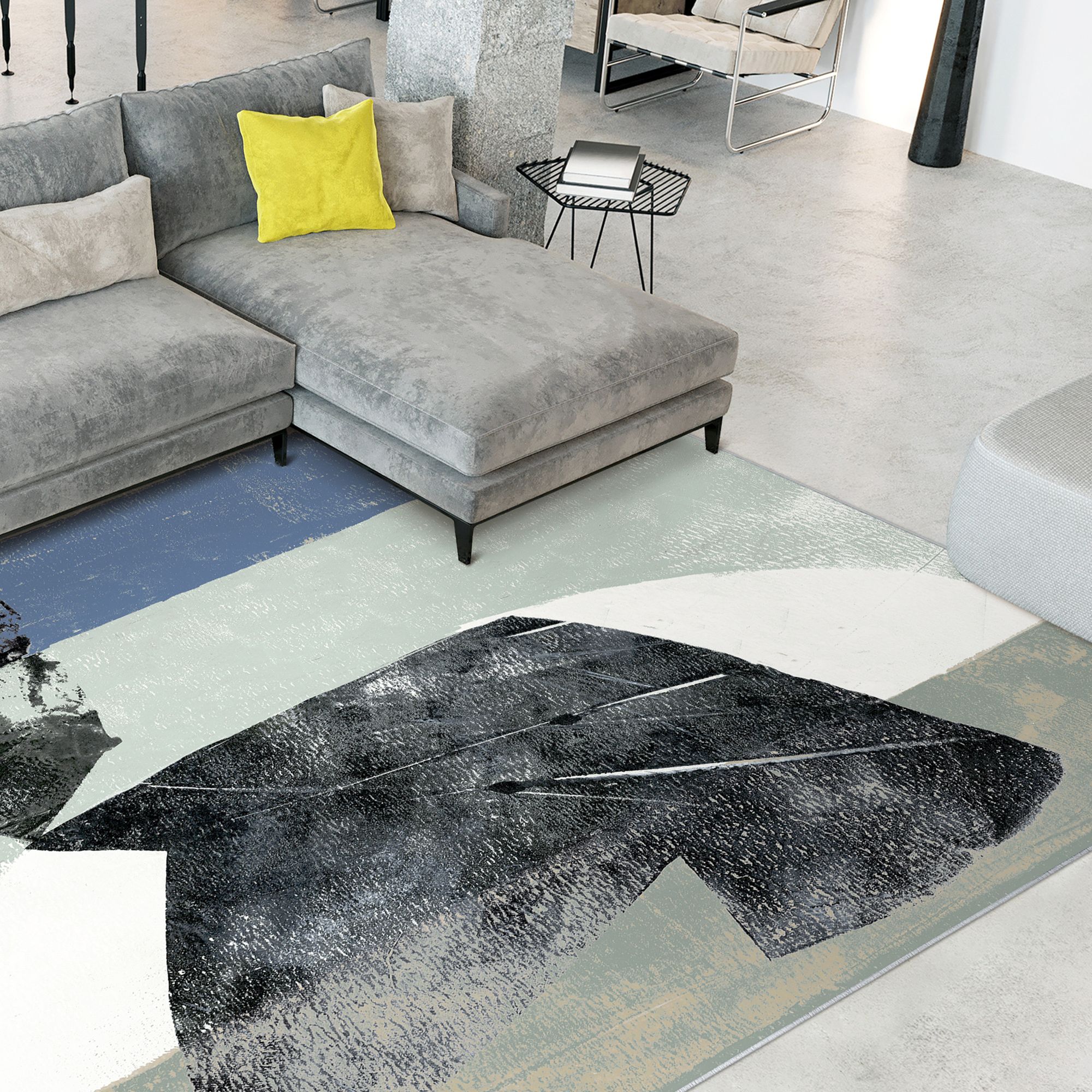 Image 5 Stone Abstract III Washable Abstract Art Area Rug size 8'x10' more views