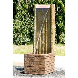 Image1 of Stone Bamboo 46" High Waterfall Fountain with LED Light