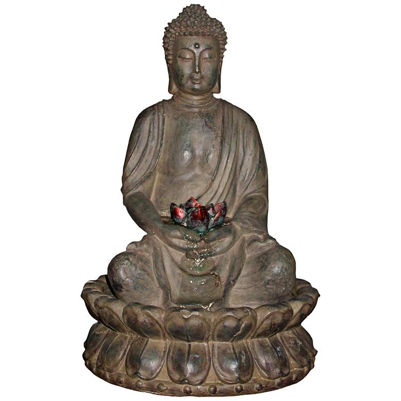 Image 2 Stone Buddha LED 19" High Tabletop Fountain