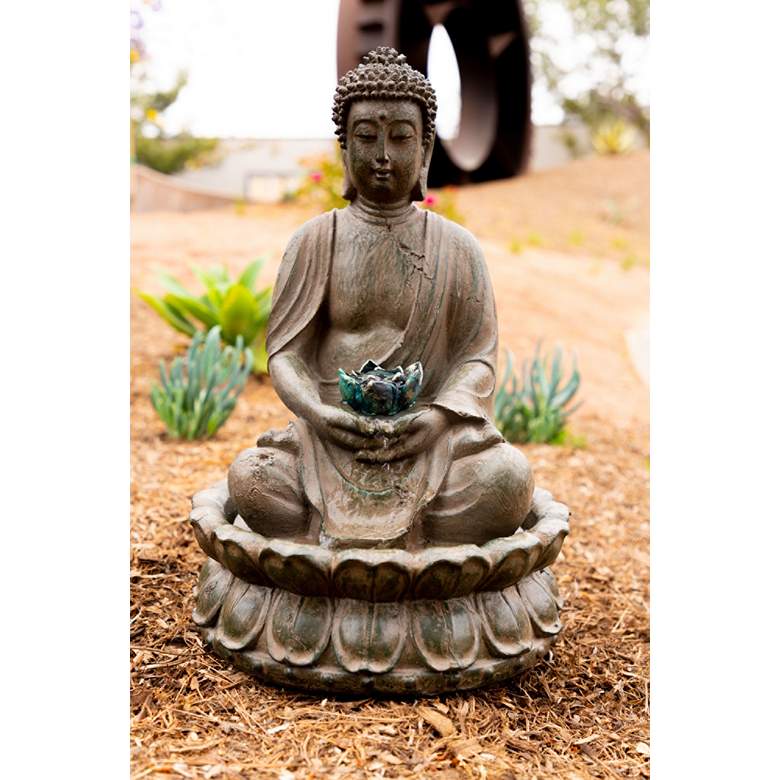 Image 3 Stone Buddha LED 19" High Tabletop Fountain more views