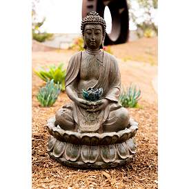 Image3 of Stone Buddha LED 19" High Tabletop Fountain more views