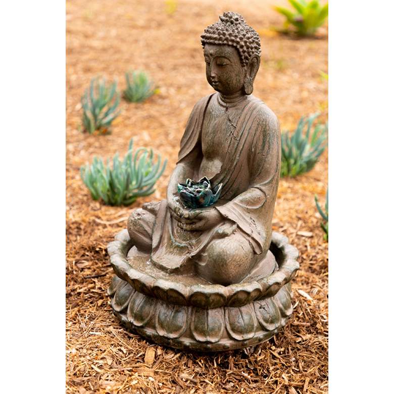 Image 4 Stone Buddha LED 19" High Tabletop Fountain more views