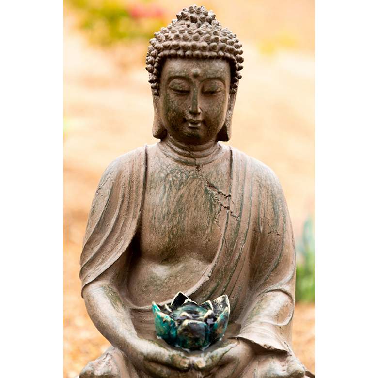 Image 5 Stone Buddha LED 19" High Tabletop Fountain more views