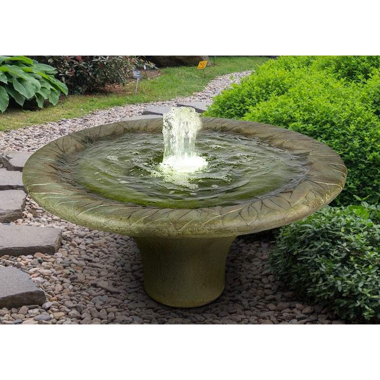 Image 1 Stone Leaf 20 inch High Garden Patio Bubbler Fountain with Light