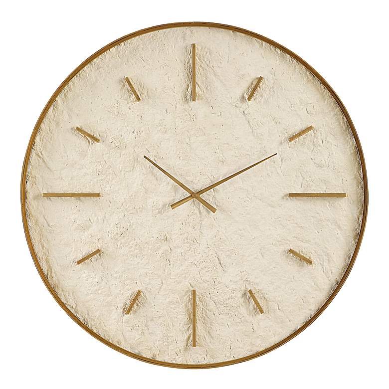 Image 2 Stone Serenity Off-White and Gold 35" Round Wall Clock