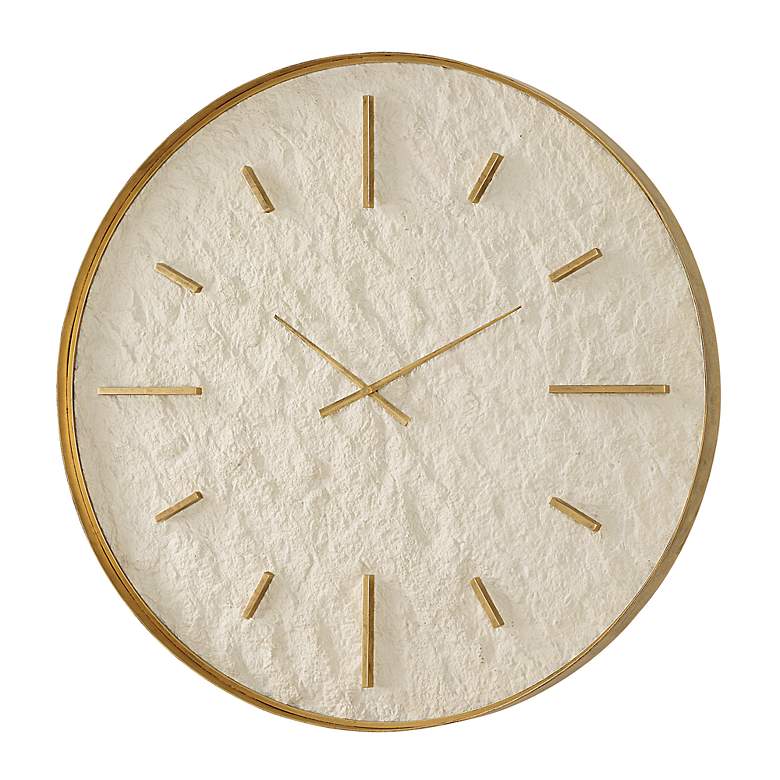 Image 4 Stone Serenity Off-White and Gold 35" Round Wall Clock more views