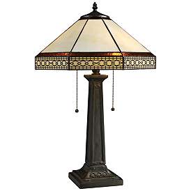 Image2 of Stone Tiffany Style Bronze 2-Light Table Lamp