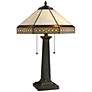 Stone Tiffany Style Bronze 2-Light Table Lamp