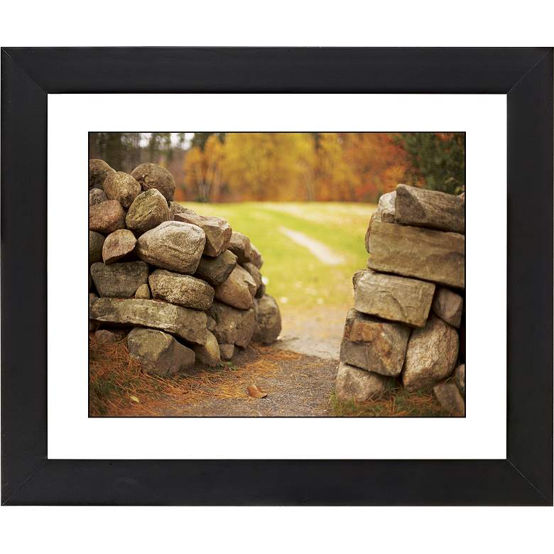 Image 1 Stone Wall In Autumn Black Frame 23 1/4 inch Wide Wall Art