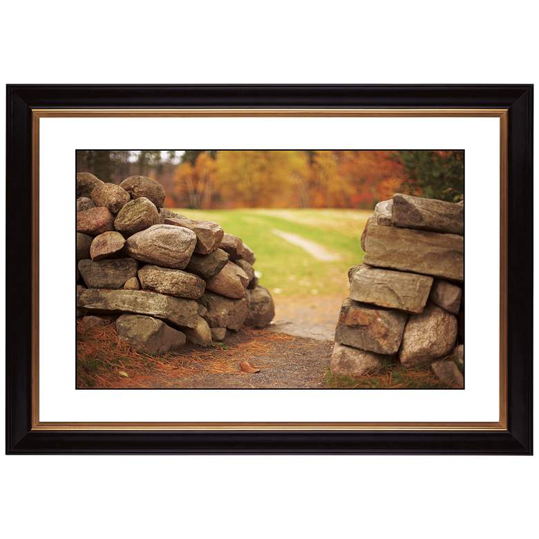 Image 1 Stone Wall in Autumn Giclee 41 3/8 inch Wide Wall Art
